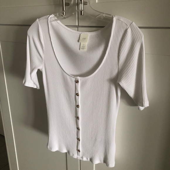 H&M Ribbed White Blouse - Picture 2 of 7